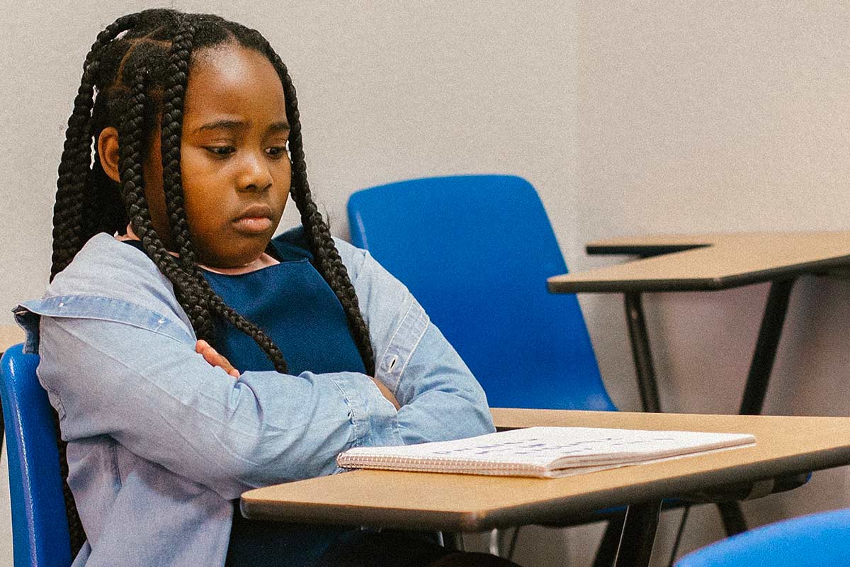sadschoolgirl Sad African American girl at school