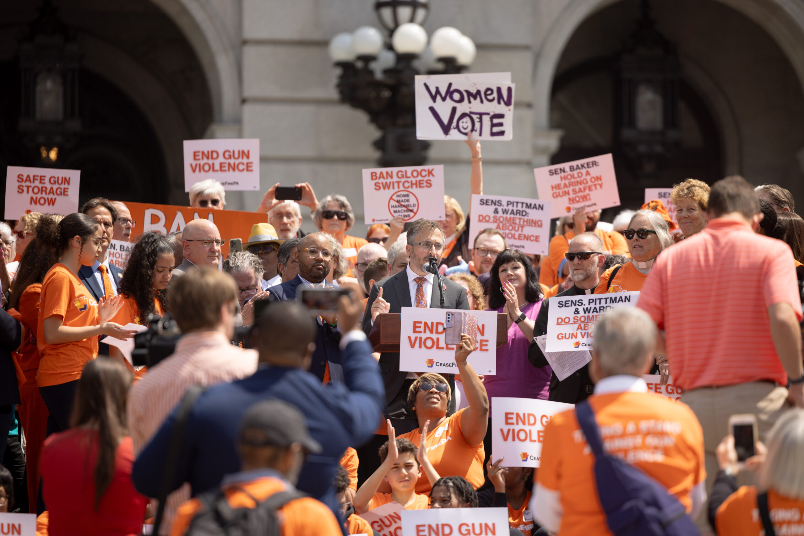 CeaseFirePA and other groups rally at the rotunda